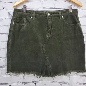 Love Tree Skirt Womens Sz XL Corduroy Green‎ Short Raw Hem
